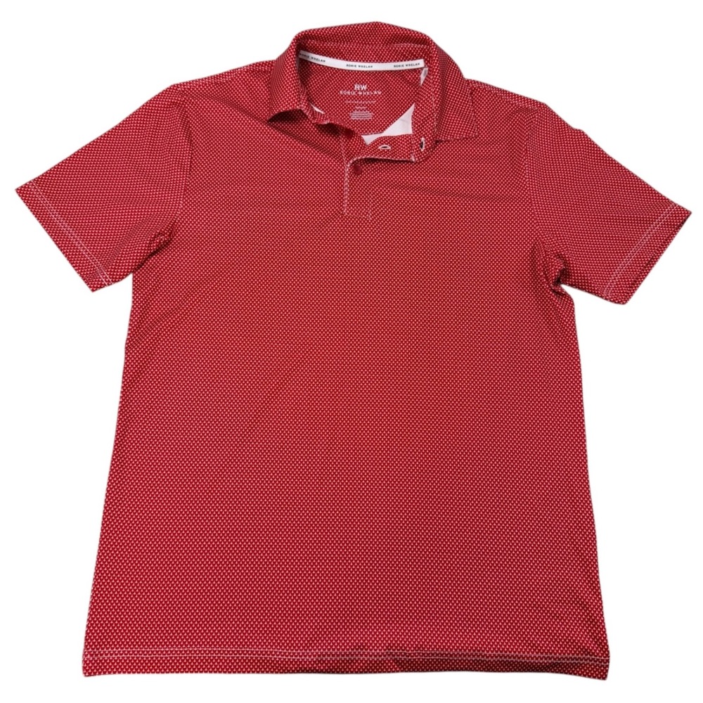 Rorie Whelan Mens Red White Heart Print Performance Golf Polo Shirt Size Medium